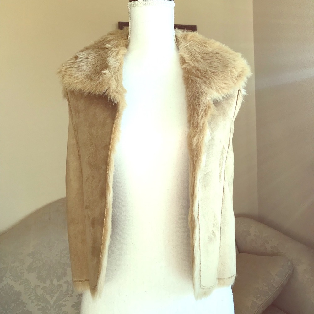 Faux Suede and Fur Vest